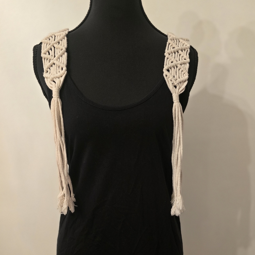 Zara Black and Cream Sleeveless Tank Dress